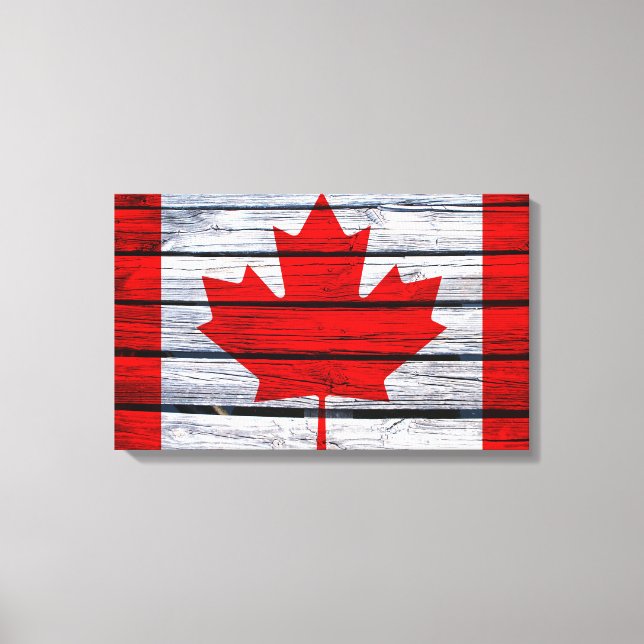 Canadian Flag Rustic Wood Canvas Print (Front)