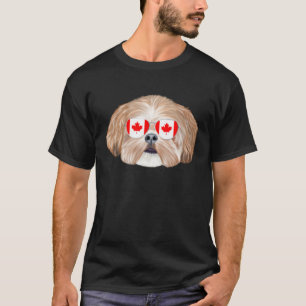 Canadian Flag Shih Tzu Dog Canada Pocket T-Shirt