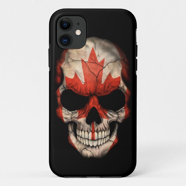Canadian Flag Skull on Black Case-Mate iPhone Case (Back)
