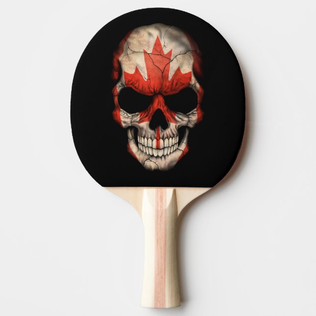 Canadian Flag Skull Ping Pong Paddle (Front)