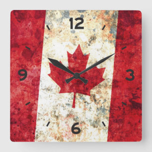 Canadian Flag Square Wall Clock