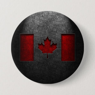 Canadian Flag Stone Texture 3 Inch Round Button