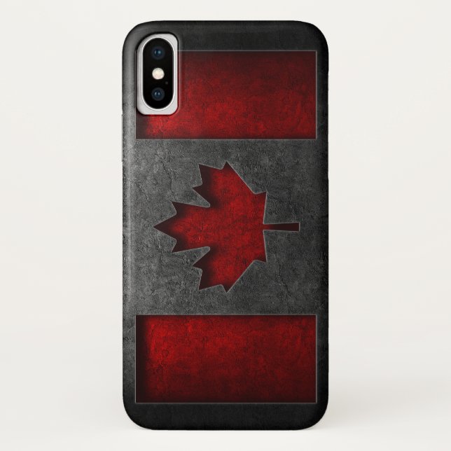 Canadian Flag Stone Texture Case-Mate iPhone Case (Back)