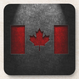 Canadian Flag Stone Texture Coaster