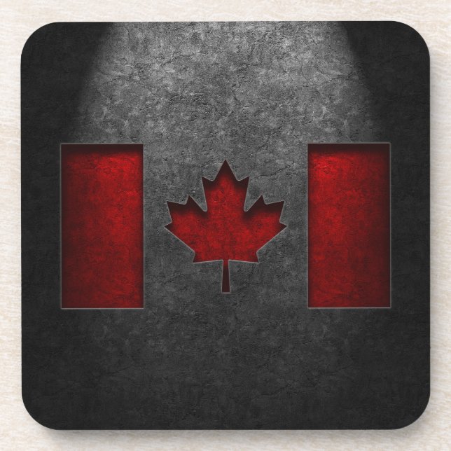 Canadian Flag Stone Texture Coaster (Front)