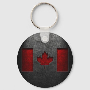 Canadian Flag Stone Texture Keychain