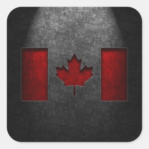 Canadian Flag Stone Texture Square Sticker