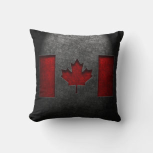 Canadian Flag Stone Texture Throw Pillow