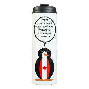 Canadian Flag Talking Ms. Penguin Personalize Text Thermal Tumbler