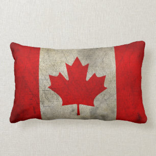 Canadian Flag Vintage Grunge Style Throw Pillow