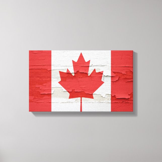 Canadian Flag Weathered Paint Canvas Print (Front)