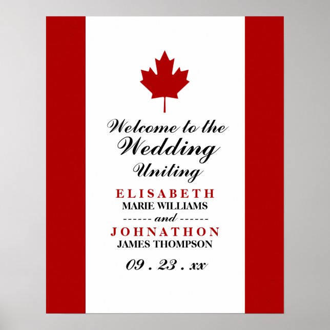 Canadian Flag Wedding Welcome Poster (Front)