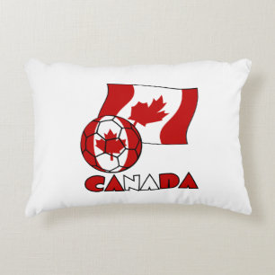 Canadian Flag with Soccer Ball Decorative Pillow