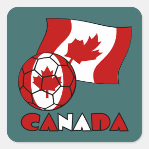 Canadian Flag with Soccer Ball Square Sticker