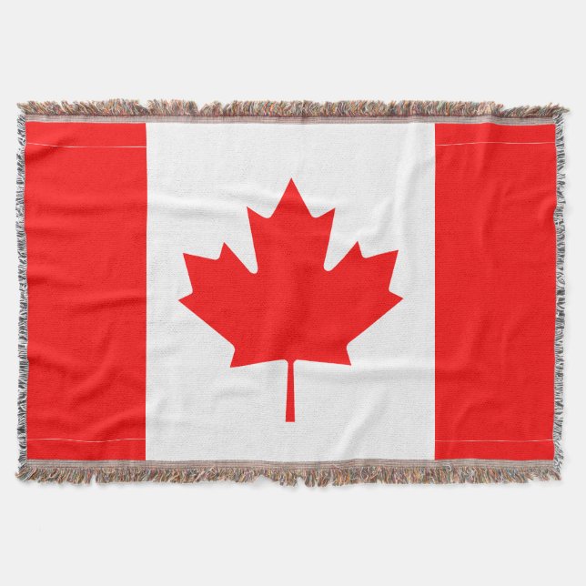 Canadian flag woven throw blanket | Canada leaf (Front)