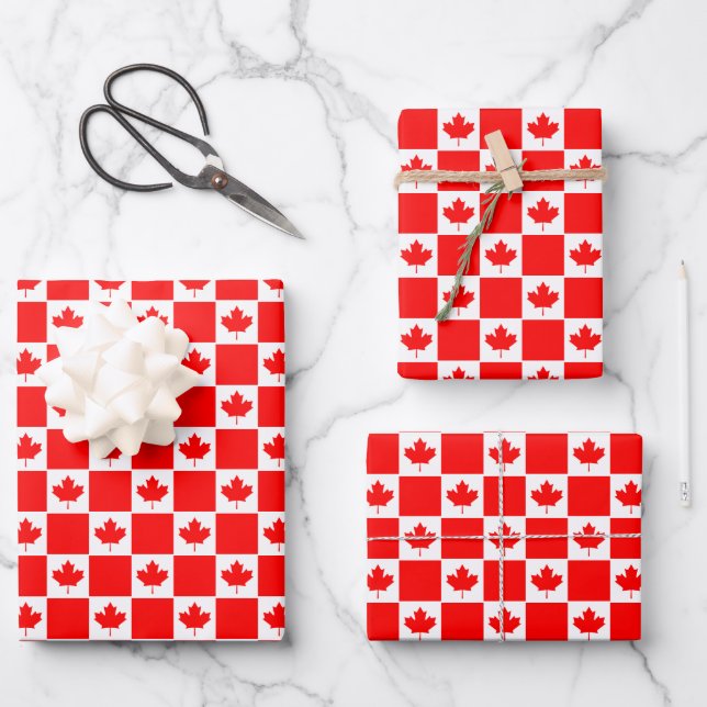Canadian flag wrapping paper sheets (Front)