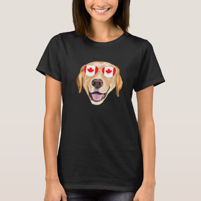 Canadian Flag Yellow Labrador Retriever Dog Canada T-Shirt (Front)