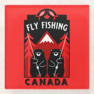 Canadian Fly Fishing Gifts Glass Coaster