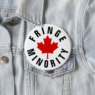 Canadian Fringe Minority Red Maple Leaf 4 Inch Round Button