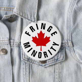 Canadian Fringe Minority Red Maple Leaf 4 Inch Round Button