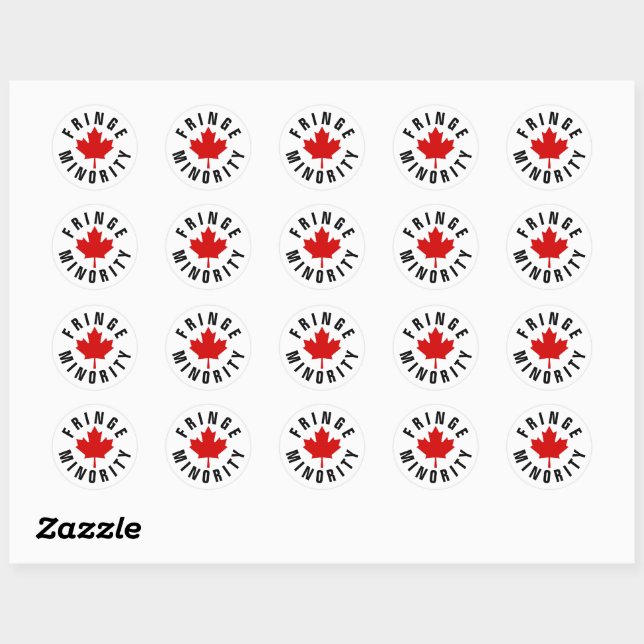 Canadian Fringe Minority Red Maple Leaf  Classic Round Sticker (Sheet)