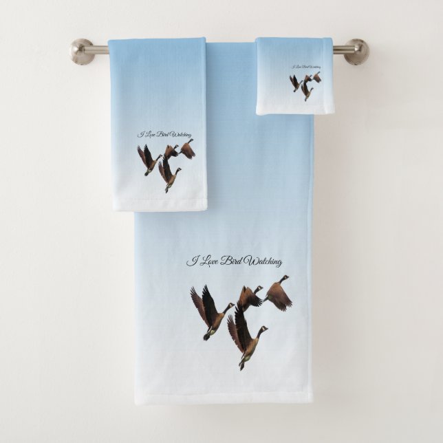 Canadian geese flying together kids design bath towel set (Insitu)