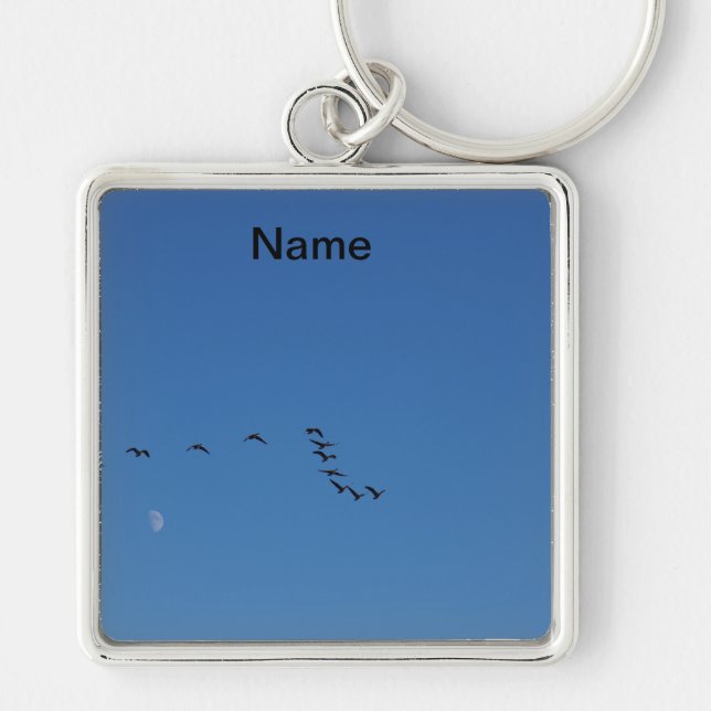 Canadian geese in flight keychain (Front)