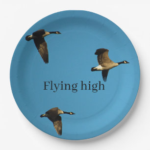 Canadian geese in flight  paper plate