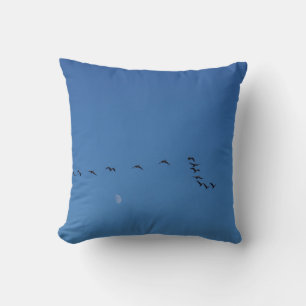 Canadian geese in flight throw pillow