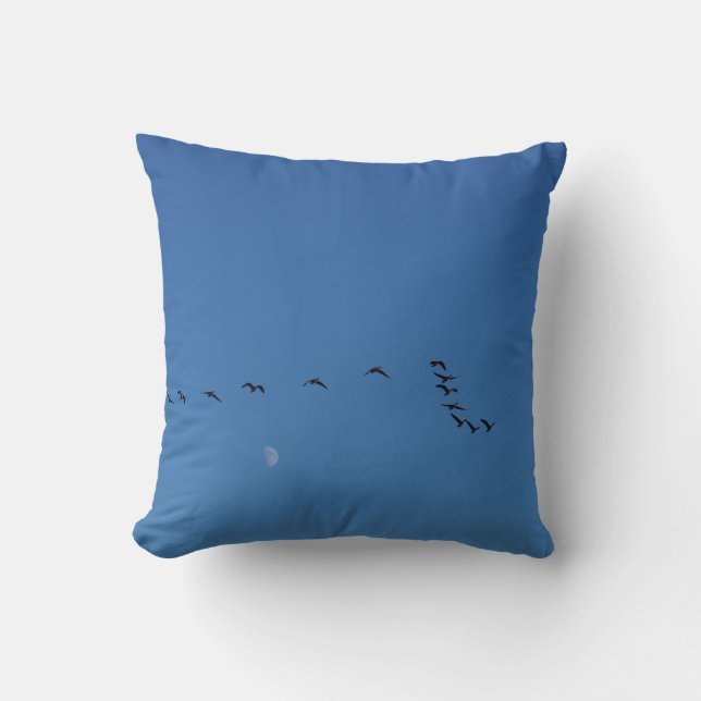 Canadian geese in flight          throw pillow (Front)