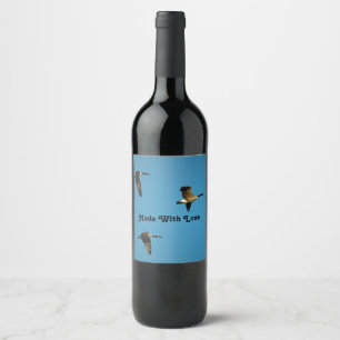 Canadian geese in flight wine label