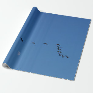 Canadian geese in flight wrapping paper