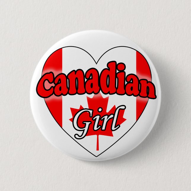 Canadian Girl 2 Inch Round Button (Front)