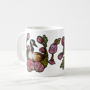 Canadian Goose Canada Geese Pink Floral Art        Coffee Mug