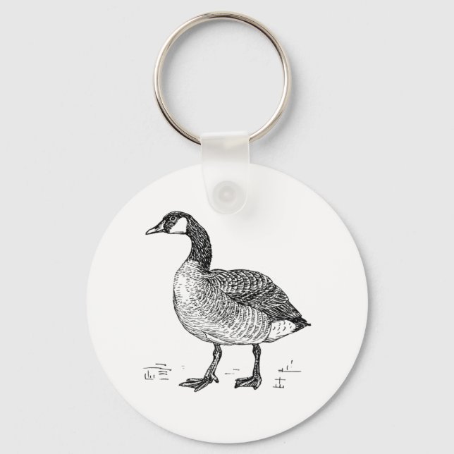 Canadian Goose Fine Art Sketch, Bird Drawing Keychain (Front)