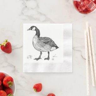 Canadian Goose Fine Art Sketch, Bird Drawing Napkin