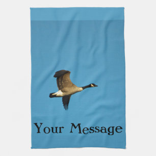 Canadian goose in flight  kitchen towel