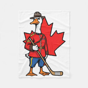 Canadian Goose Mountie Hockey Maple Leaf Canada Fleece Blanket