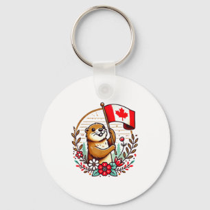 Canadian Groundhog Flag Funny Summer Canada Day Ho Keychain