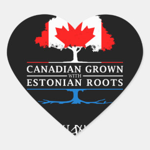 Canadian Grown with Estonian Roots Estonia Heart Sticker