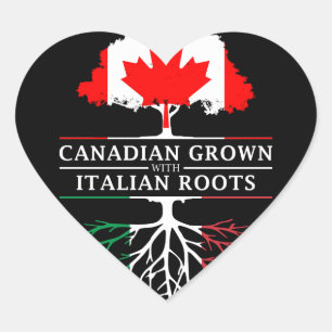Canadian Grown with Italian Roots   Italy Design Heart Sticker