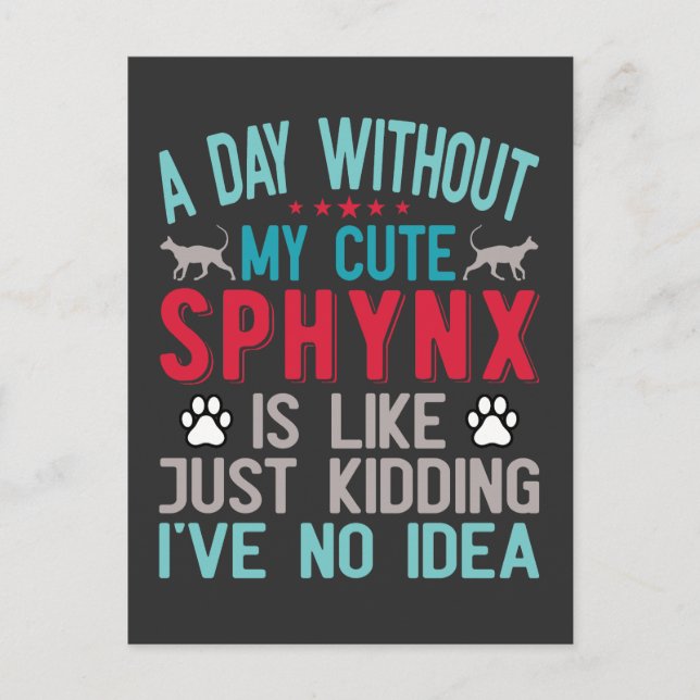 Canadian Hairless Sphynx Cat Owner Funny Saying Holiday Postcard (Front)
