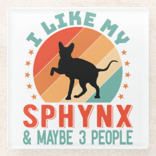 Canadian Hairless Sphynx Cat Owner Humour Glass Coaster