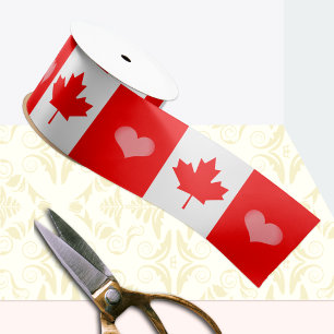 Canadian Heart, Canada Ribbon, Canadian Flag Satin Ribbon