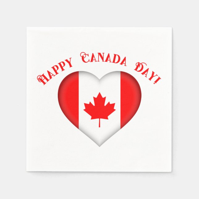 Canadian Heart Happy Canada Day Napkin (Front)