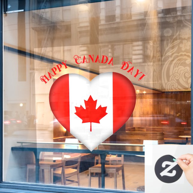 Canadian Heart Happy Canada Day Window Cling (Cafe Window)
