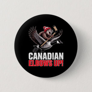 Canadian Hockey Elbows Up Retro Funny Canada Day G 2 Inch Round Button