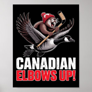 Canadian Hockey Elbows Up Retro Funny Canada Day G Poster