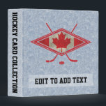 Canadian Hockey Flag Binder Trading Card Album<br><div class="desc">Customize your own 3 ring sports binder! To customize: Change the text by typing in the boxes to the right side of the binder image. You may need to click on the little thumbnail images below the main image to switch to the spine and front views of the binder, to...</div>