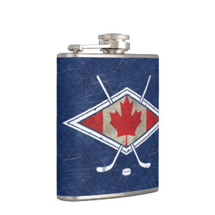 Canadian Hockey Flag Logo Hip Flask
